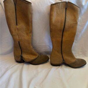 Donald J. Pliner Tall Zip Front Riding Boots in Tan Suede
